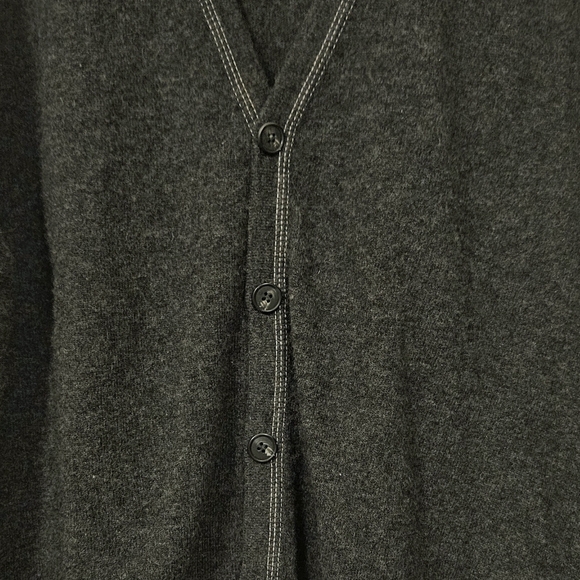 Italy wool blend gray V-neck Button front Academia Office Women cardigan size L - Picture 4 of 9